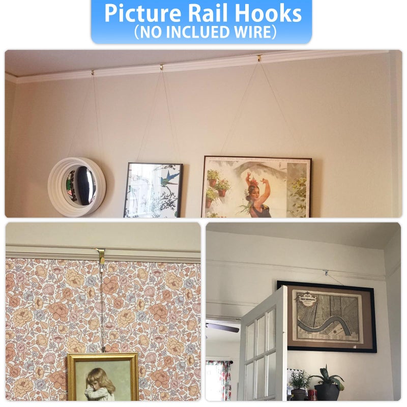 appacare 12 قطعة من خطافات القولبة لقضبان الصور، وخطافات شماعات قضبان الصور للفنون والصور (أبيض) - Image 5